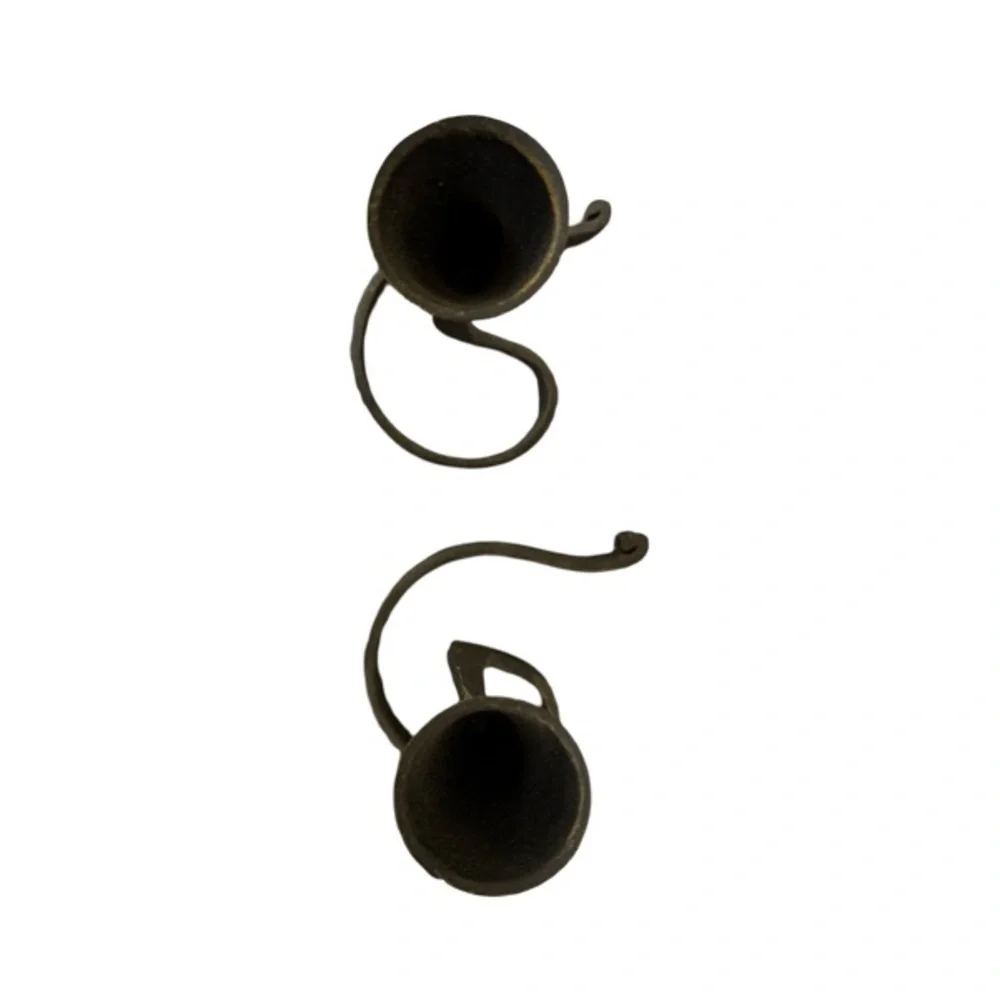 Vintage Set of Two 7” Hand Made Wrought Iron Taper Candle Holders